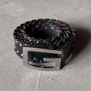 vintage guess black studded leather belt